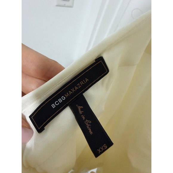 BCBGMAXAZRIA White Embellished Draped Mini Dress XXS - Picture 3 of 16